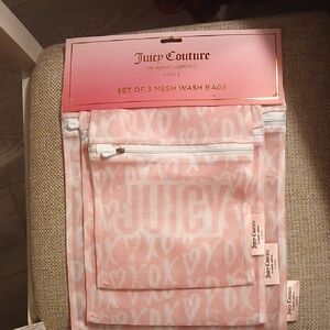 Juicy Couture Pink XO Mesh Wash Bags Set Of 3